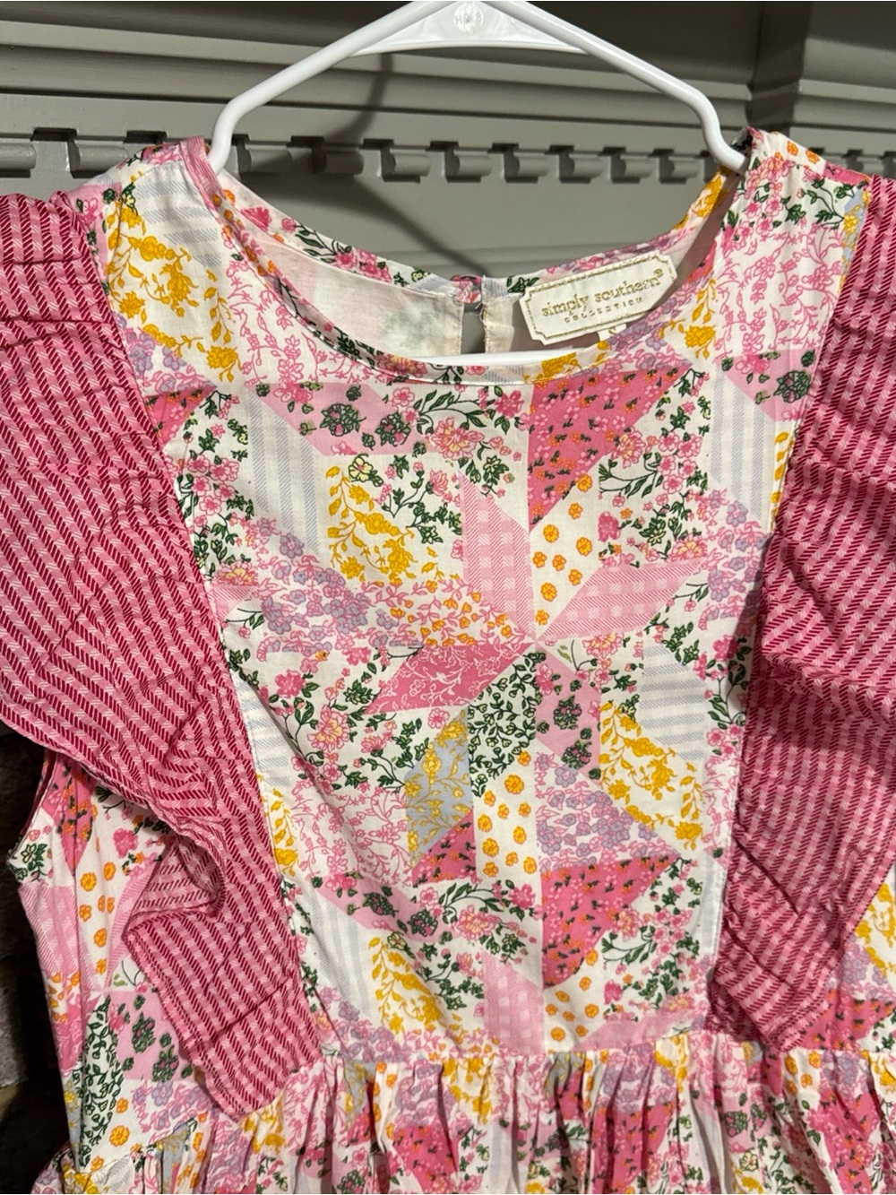 Simply Southern Pink Yellow Green Floral Patchwork Quilt dress size small EUC - Picture 2 of 6